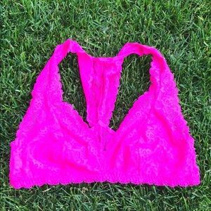 NWT VS T-back Lace Bralette Hot Pink size M